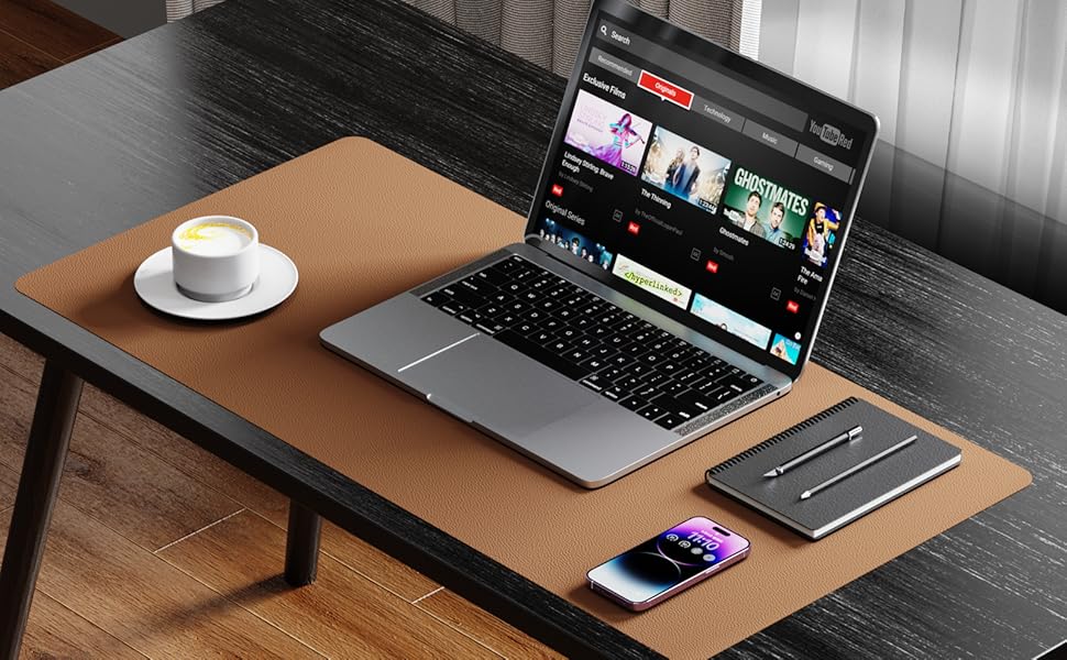 PU leather desk pad – waterproof and non-slip writing surface for office use